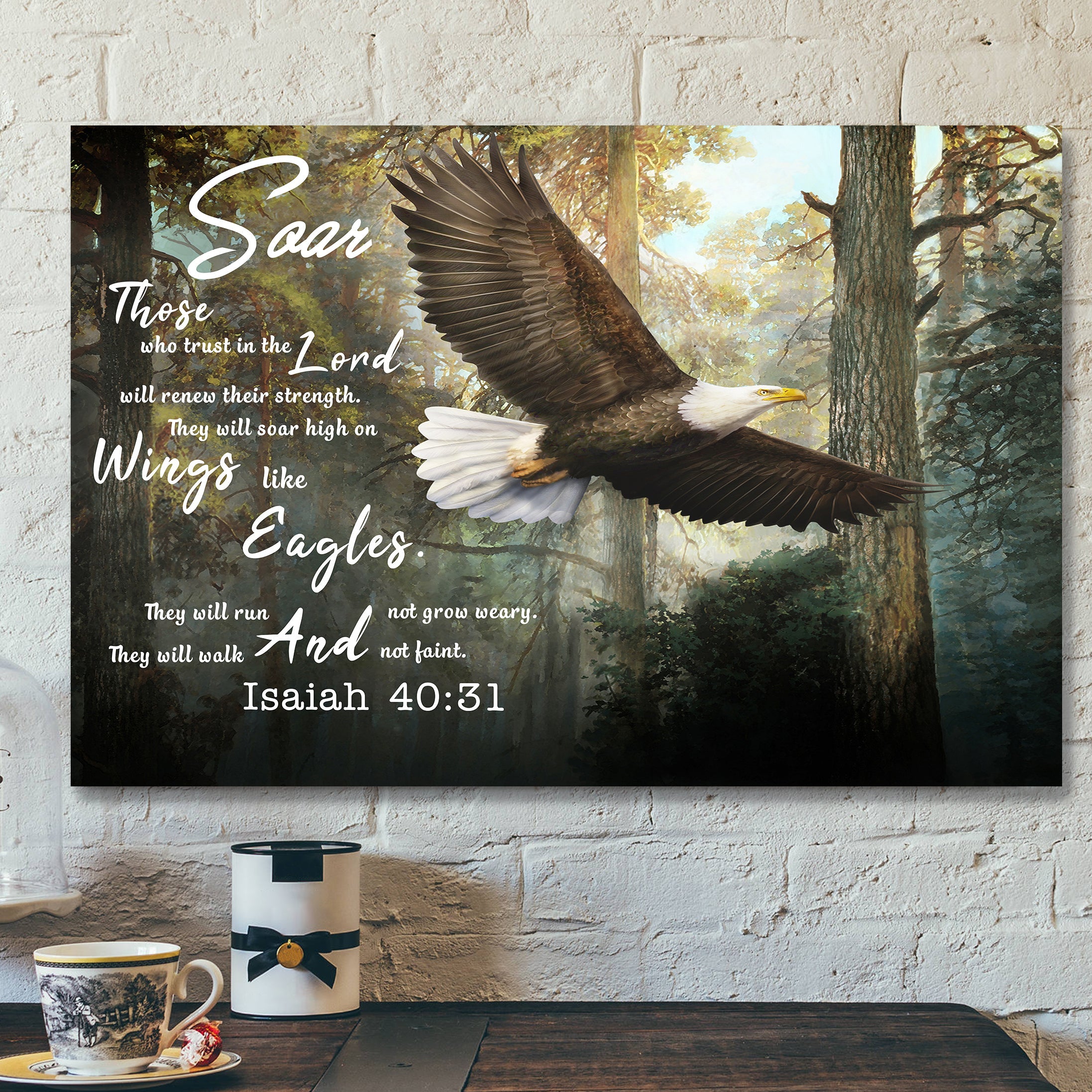 Soar On Wings Like Eagles Canvas – Christian Wall Art – Bible Verse Wall Art