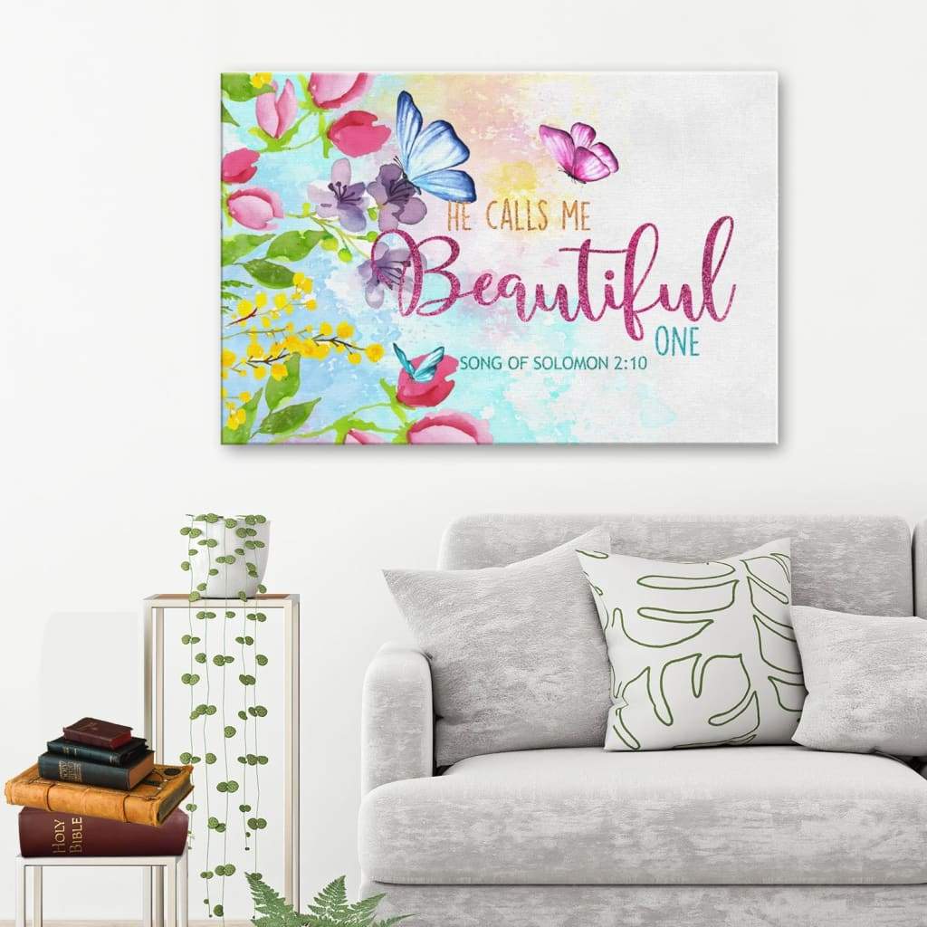 Song Of Solomon 210 He Calls Me Beautiful One Canvas Wall Art – Religious Wall Decor