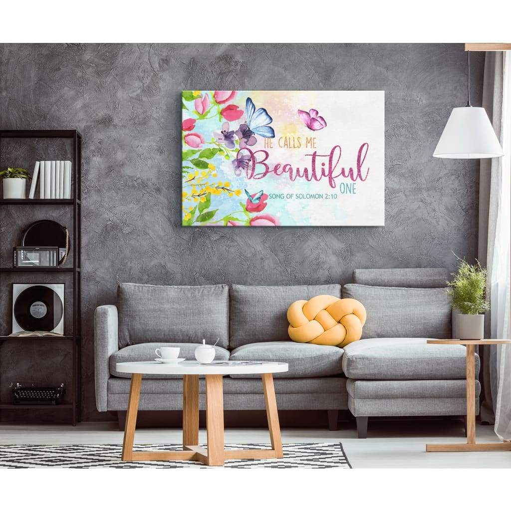 Song Of Solomon 210 He Calls Me Beautiful One Canvas Wall Art – Religious Wall Decor