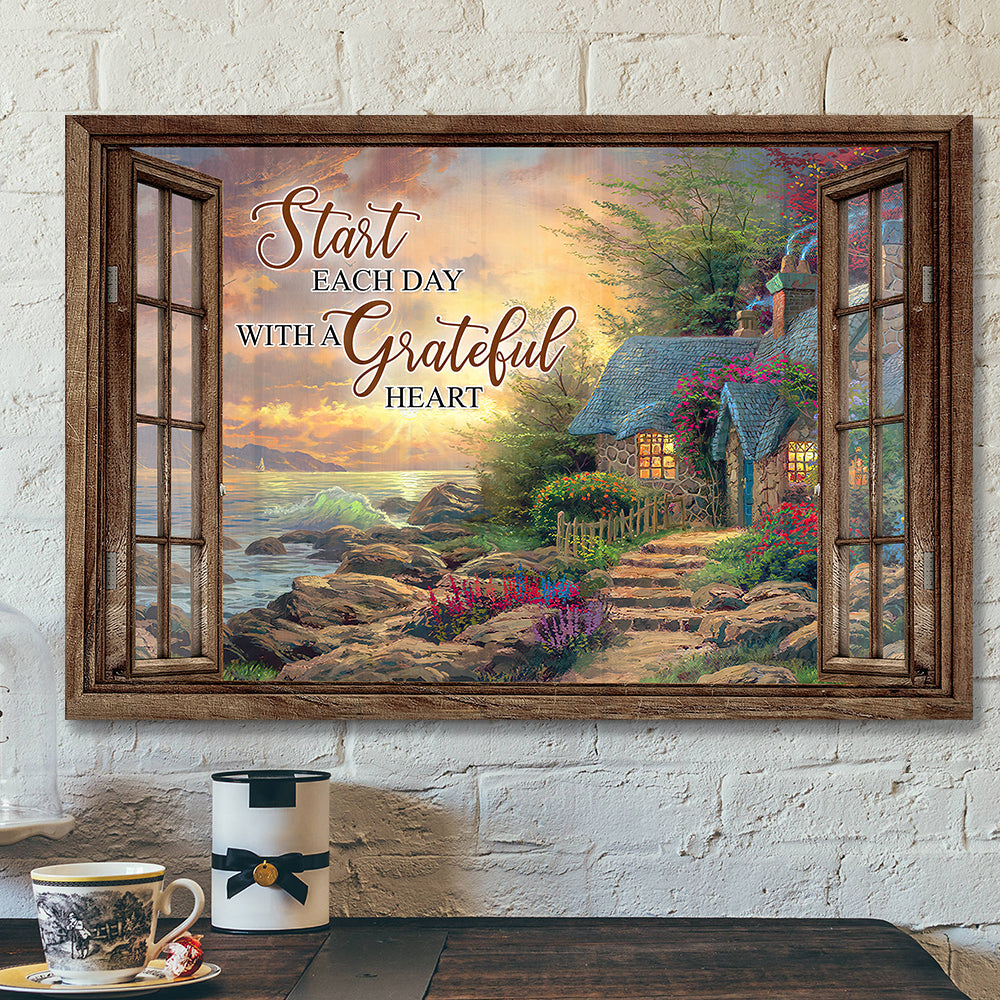 Start Each Day With A Grateful Heart 3 – Bible Verse Canvas – Scripture Canvas Wall Art