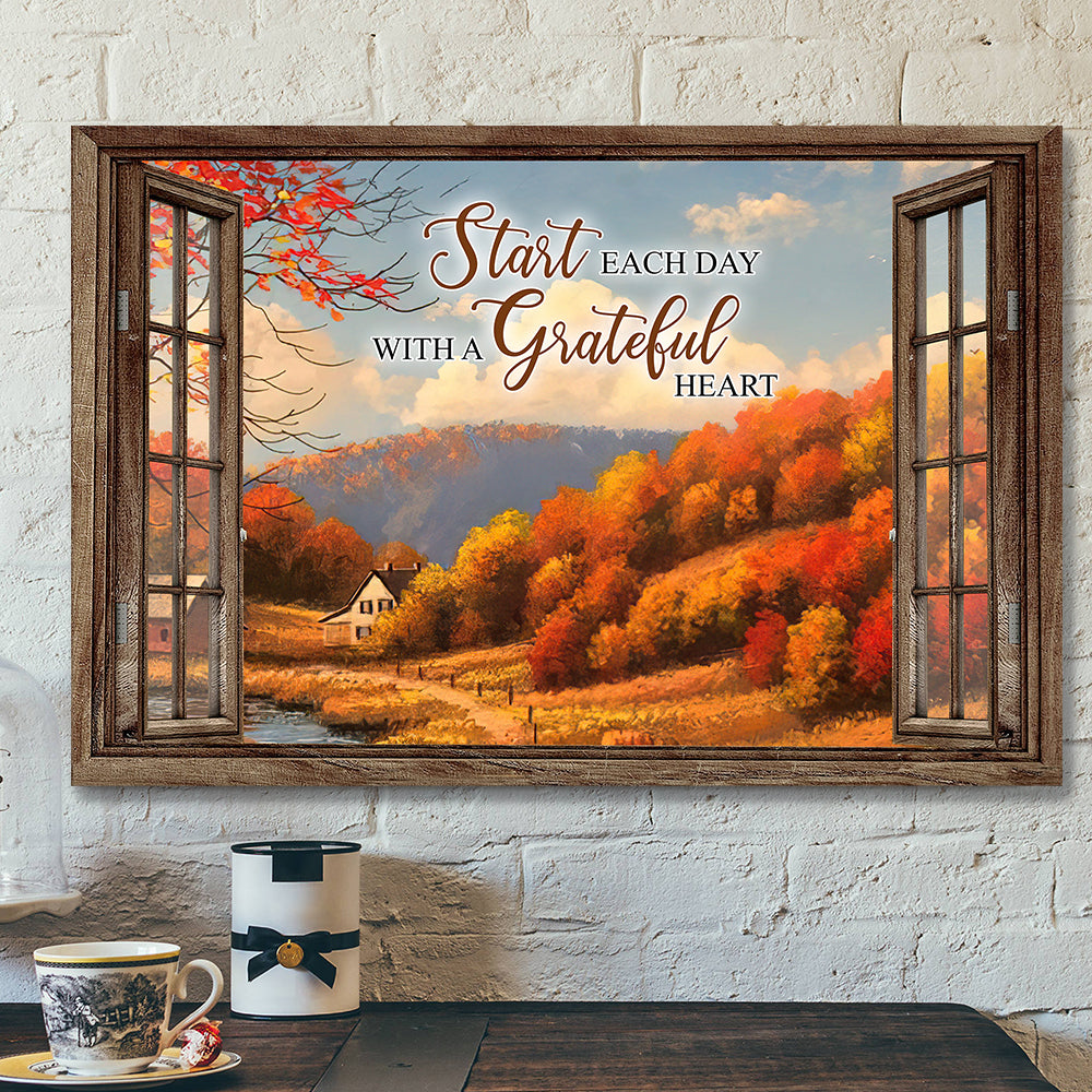 Start Each Day With A Grateful Heart 5 – Bible Verse Canvas – Scripture Canvas Wall Art