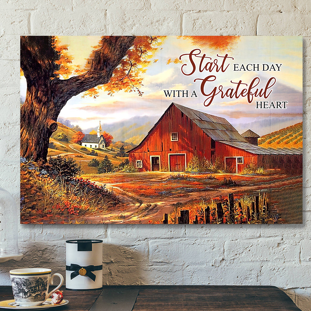 Start Each Day With A Grateful Heart – Bible Verse Canvas – Scripture Canvas Wall Art