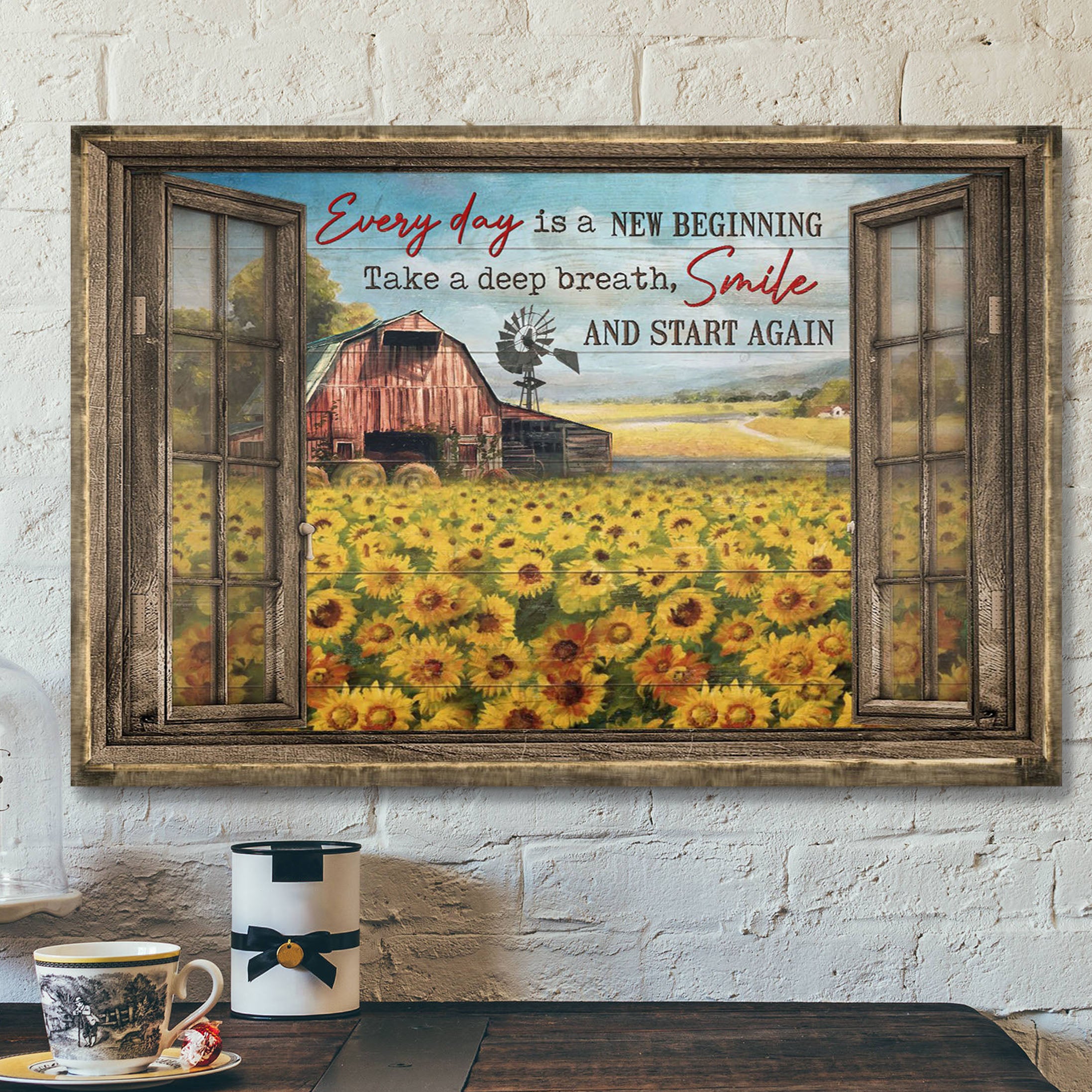 Stunning Sunflower Field – Every Day Is A New Beginning Canvas Wall Art – Bible Verse Canvas – Scripture Canvas Wall Art