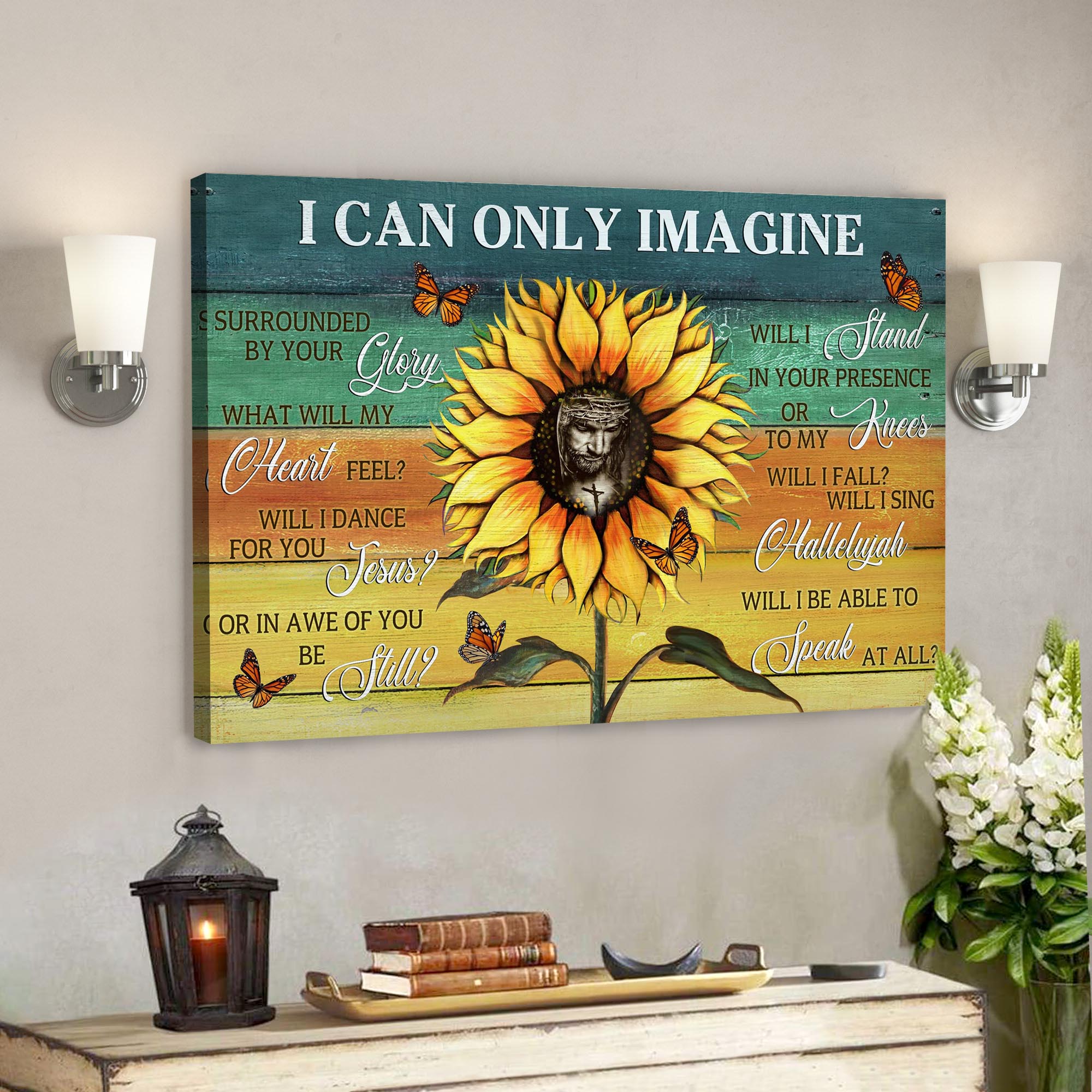 Sunflower And Butterfly – I Can Only Imagine Canvas Wall Art – Bible Verse Canvas – Scripture Canvas Wall Art