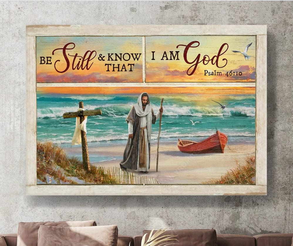 Sunset Be Still And Know That I Am God Canvas Wall Art – Christian Poster – Religious Wall Decor