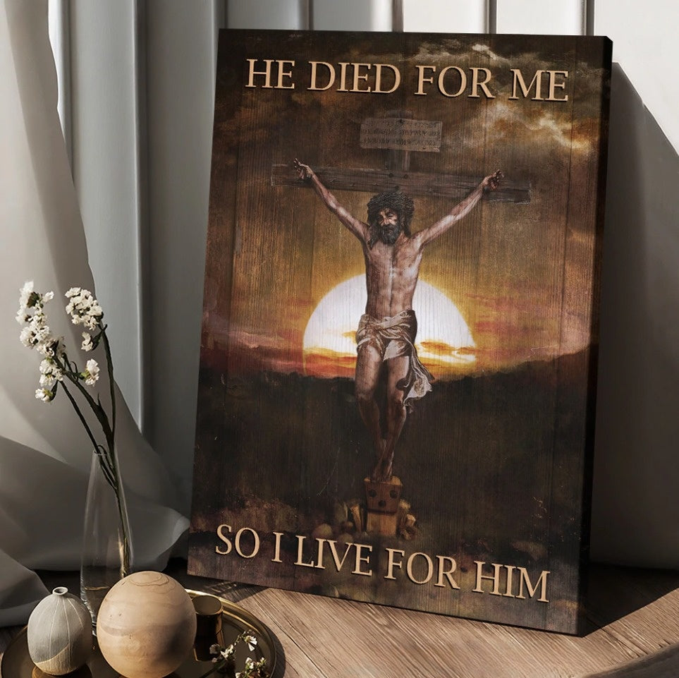 Sunset He Died For Me Jesus Canvas Wall Art – Jesus Canvas Pictures – Christian Wall Posters