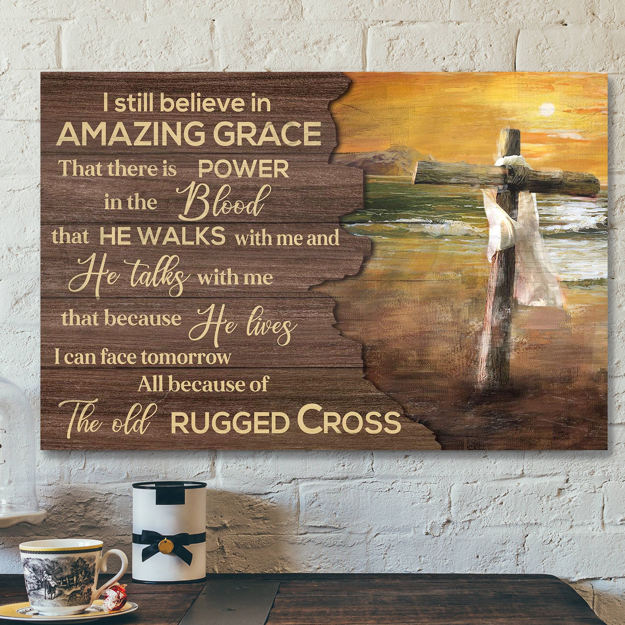 Sunset On The Beach – I Still Believe In Amazing Grace – Bible Verse Canvas – Scripture Canvas Wall Art