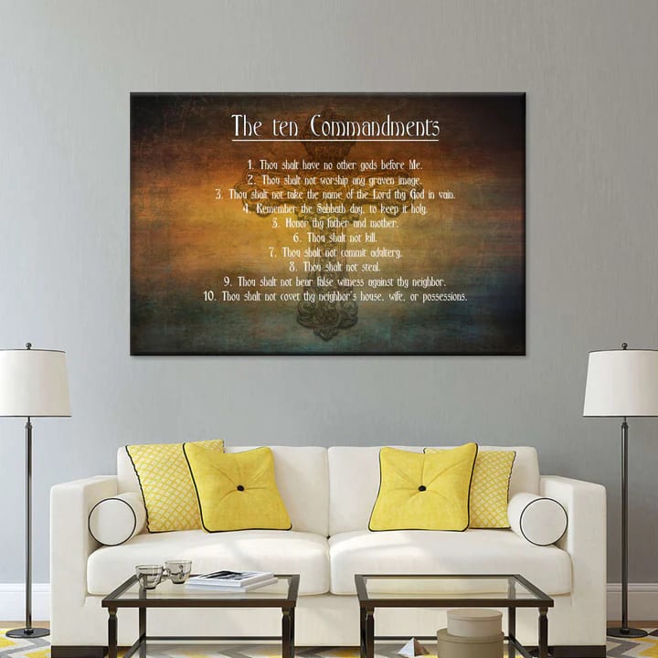 Ten Commandments Bible Verse Wall Art Canvas – Christian Wall Posters