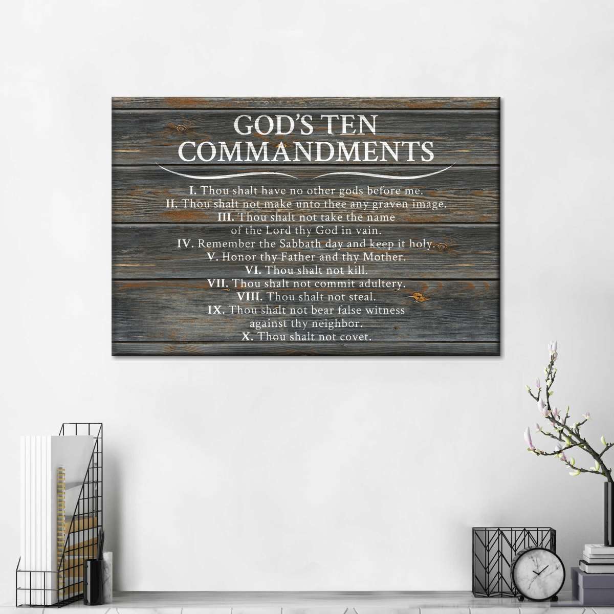 Ten Commandments Canvas Wall Art – Christian Canvas Wall Art – Religious Wall Art Canvas