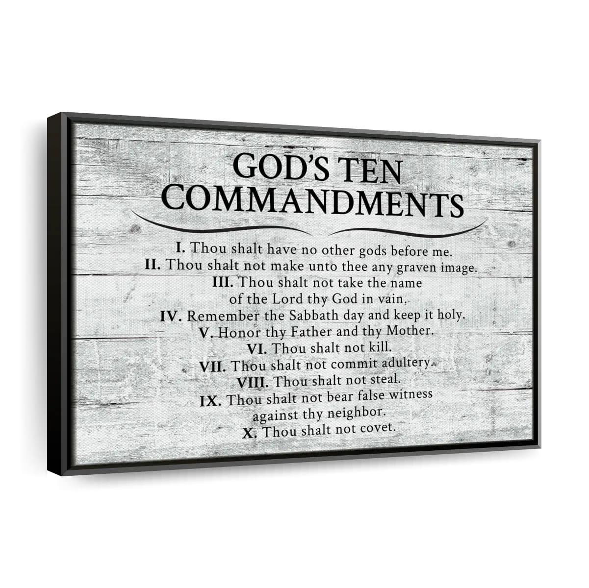 Ten Commandments Gray Canvas Wall Art – Christian Canvas Wall Art – Religious Wall Art Canvas