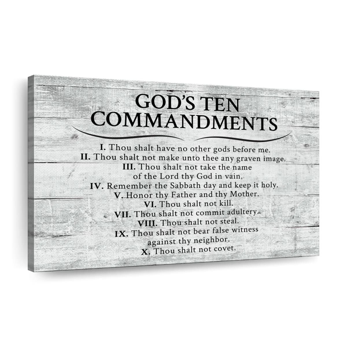 Ten Commandments Gray Canvas Wall Art – Christian Canvas Wall Art – Religious Wall Art Canvas