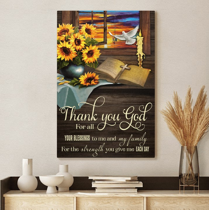 Thank You God For Your Blessings Jesus Canvas Wall Art – Christian Wall Posters – Religious Wall Decor