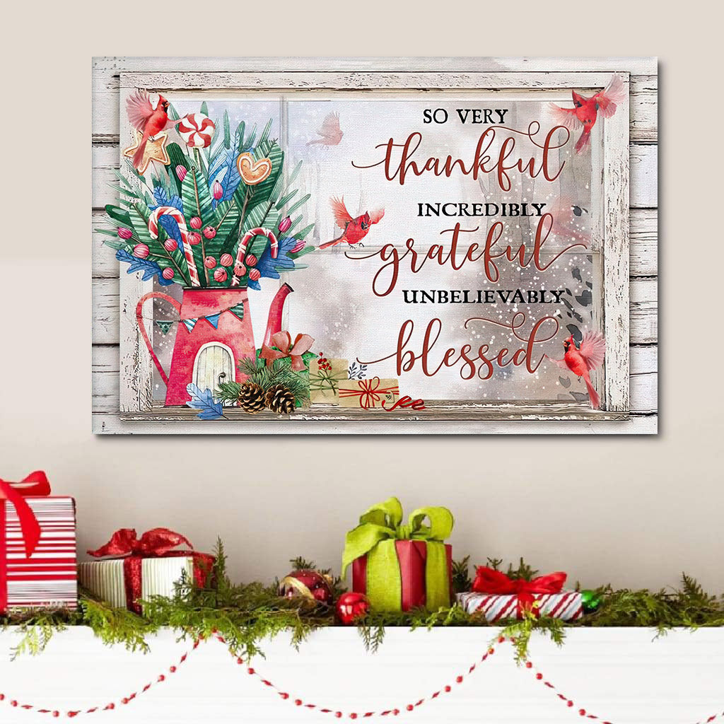 Thankful Grateful Blessed Christmas Christian Wall Art Canvas Print – Religious Canvas Painting