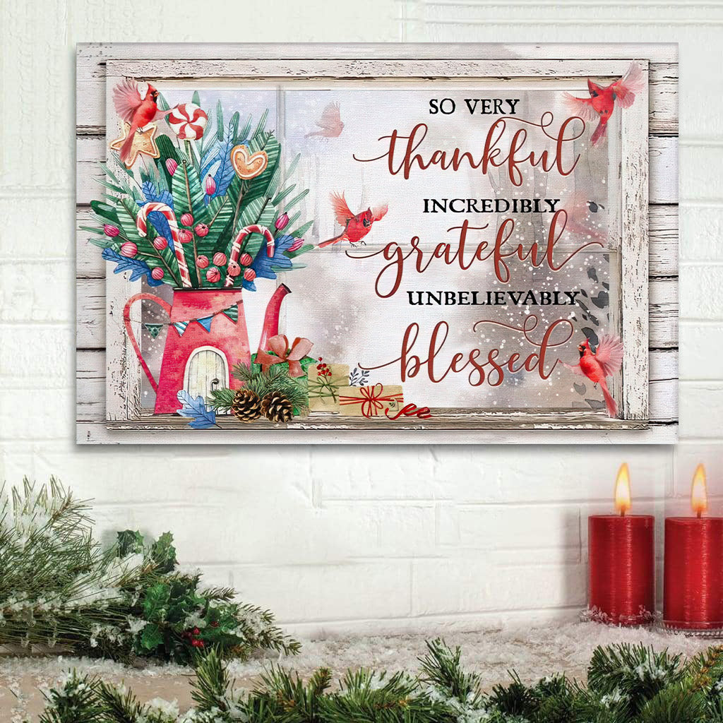 Thankful Grateful Blessed Christmas Christian Wall Art Canvas Print – Religious Canvas Painting