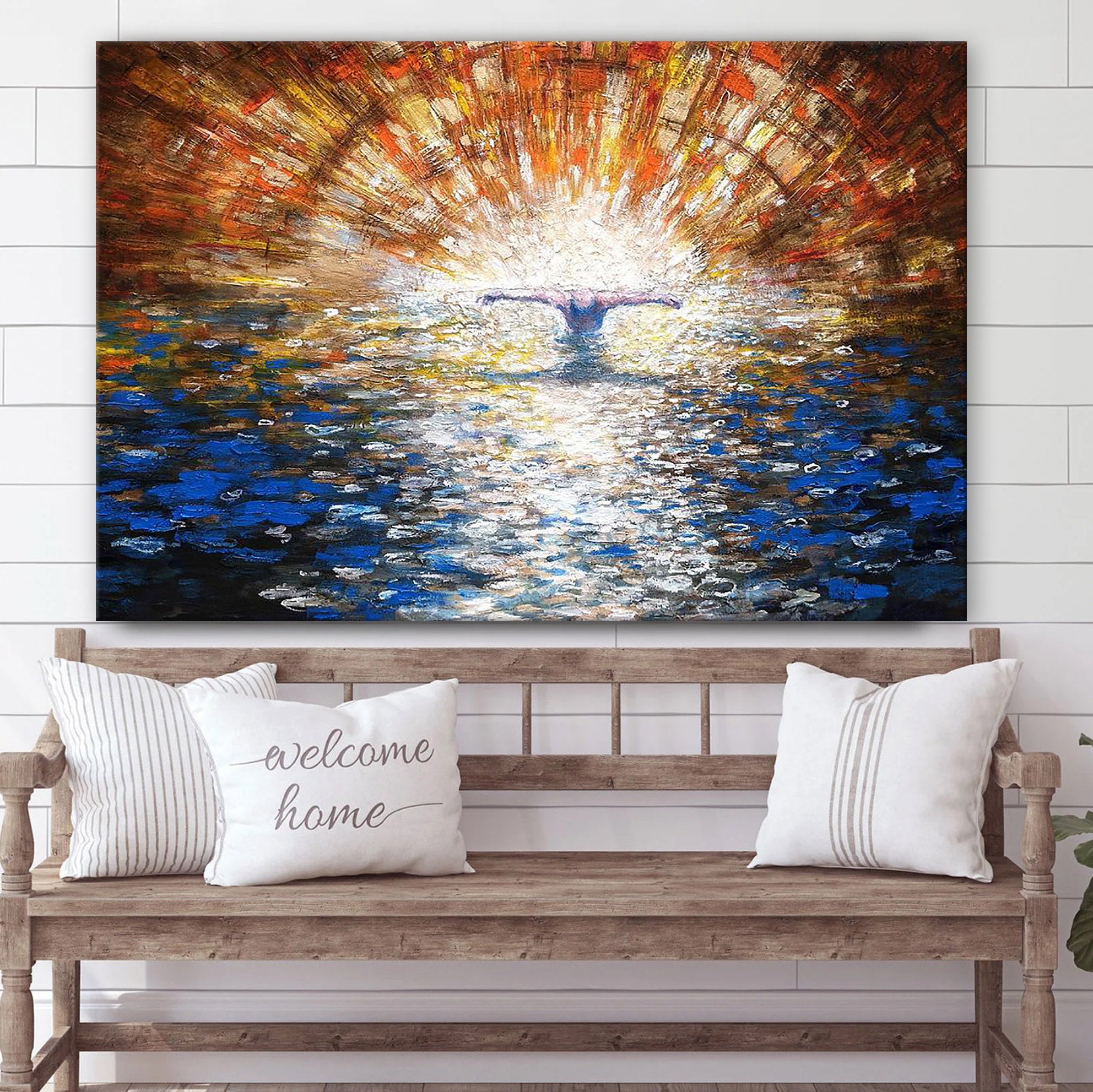 The Baptism Of The Christ Ii Canvas Wall Art – Jesus Baptism Canvas – Christian Paintings For Home