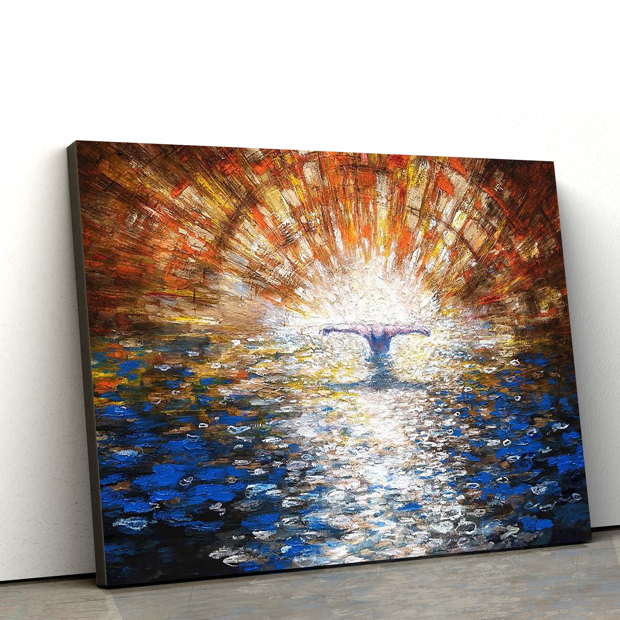 The Baptism Of The Christ Ii Canvas Wall Art – Jesus Baptism Canvas – Christian Paintings For Home