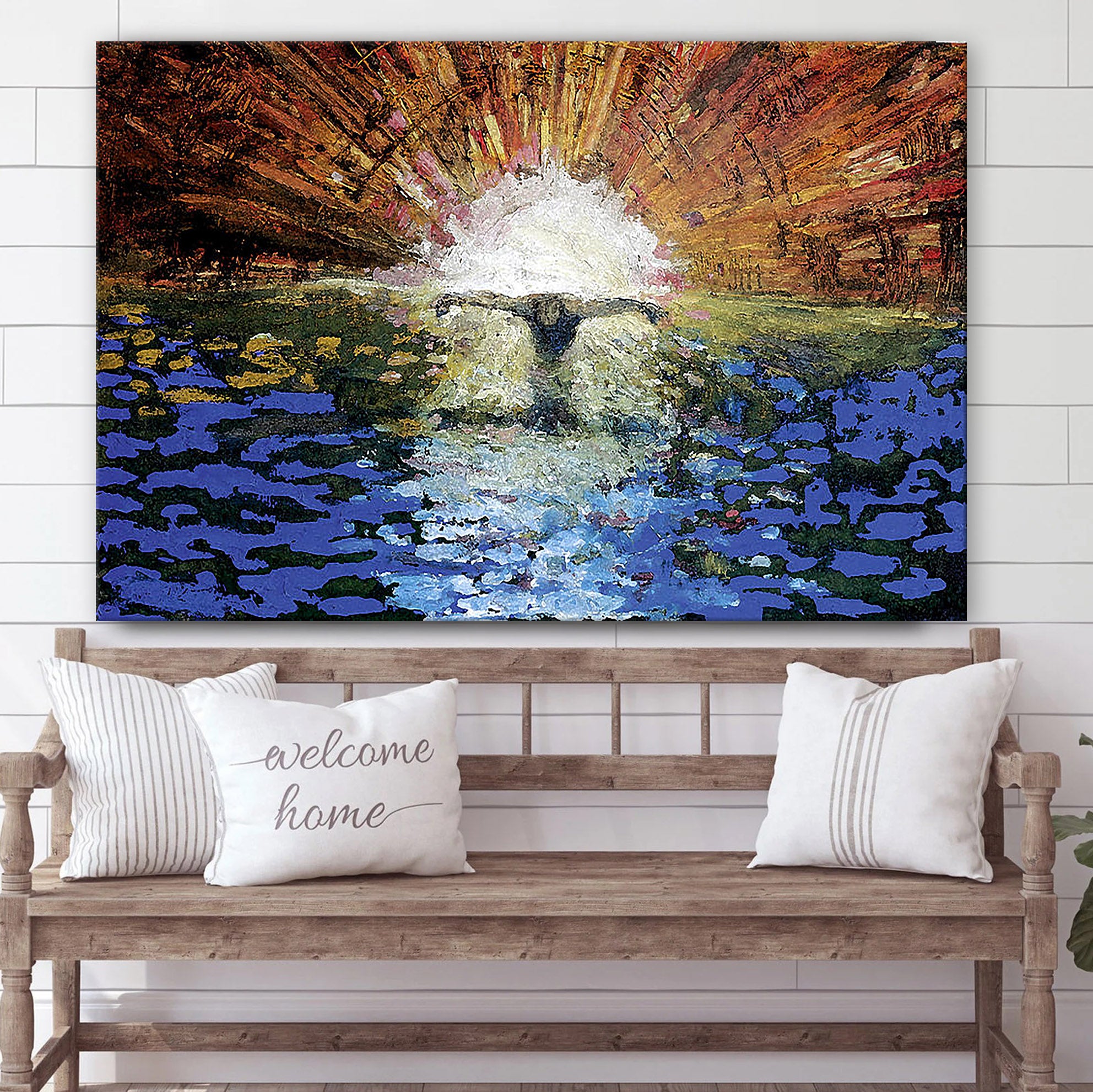 The Baptism Of The Christ Iv Canvas Wall Art – Jesus Baptism Canvas – Christian Paintings For Home