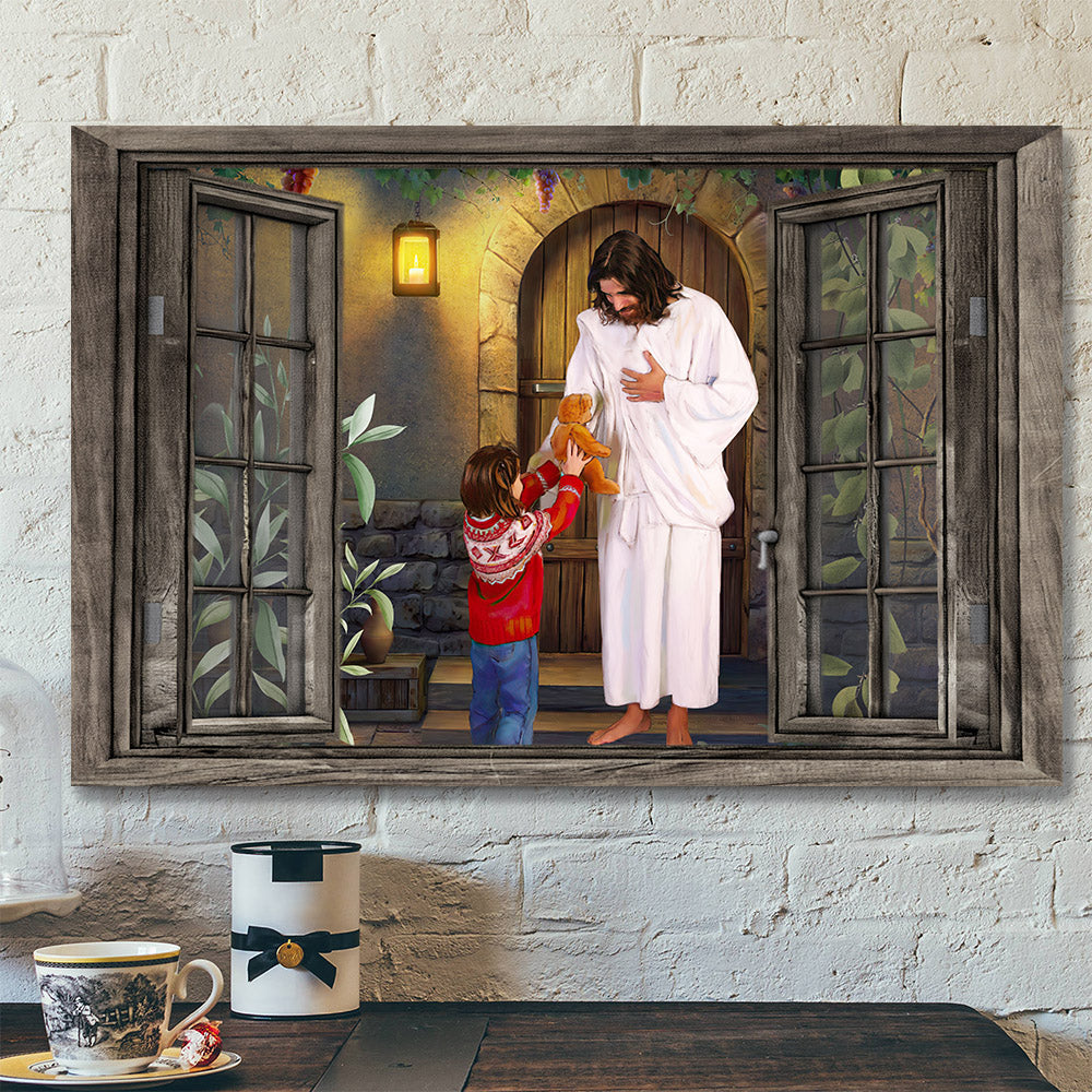 The Child Gives A Gift To Jesus – Jesus Pictures – Christian Canvas Prints – Faith Canvas