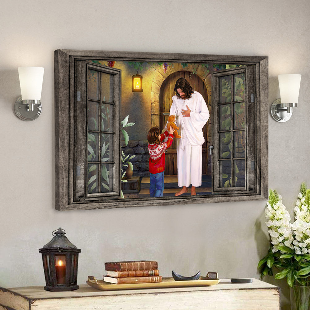 The Child Gives A Gift To Jesus – Jesus Pictures – Christian Canvas Prints – Faith Canvas