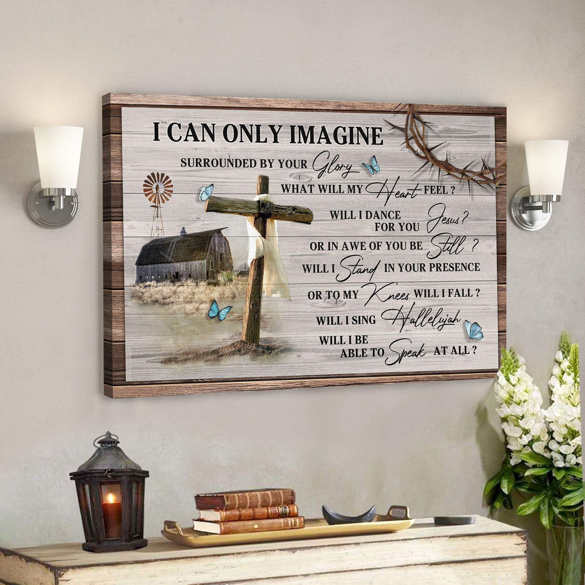 The Cross And Farm – I Can Only Imagine – Bible Verse Canvas – Scripture Canvas Wall Art