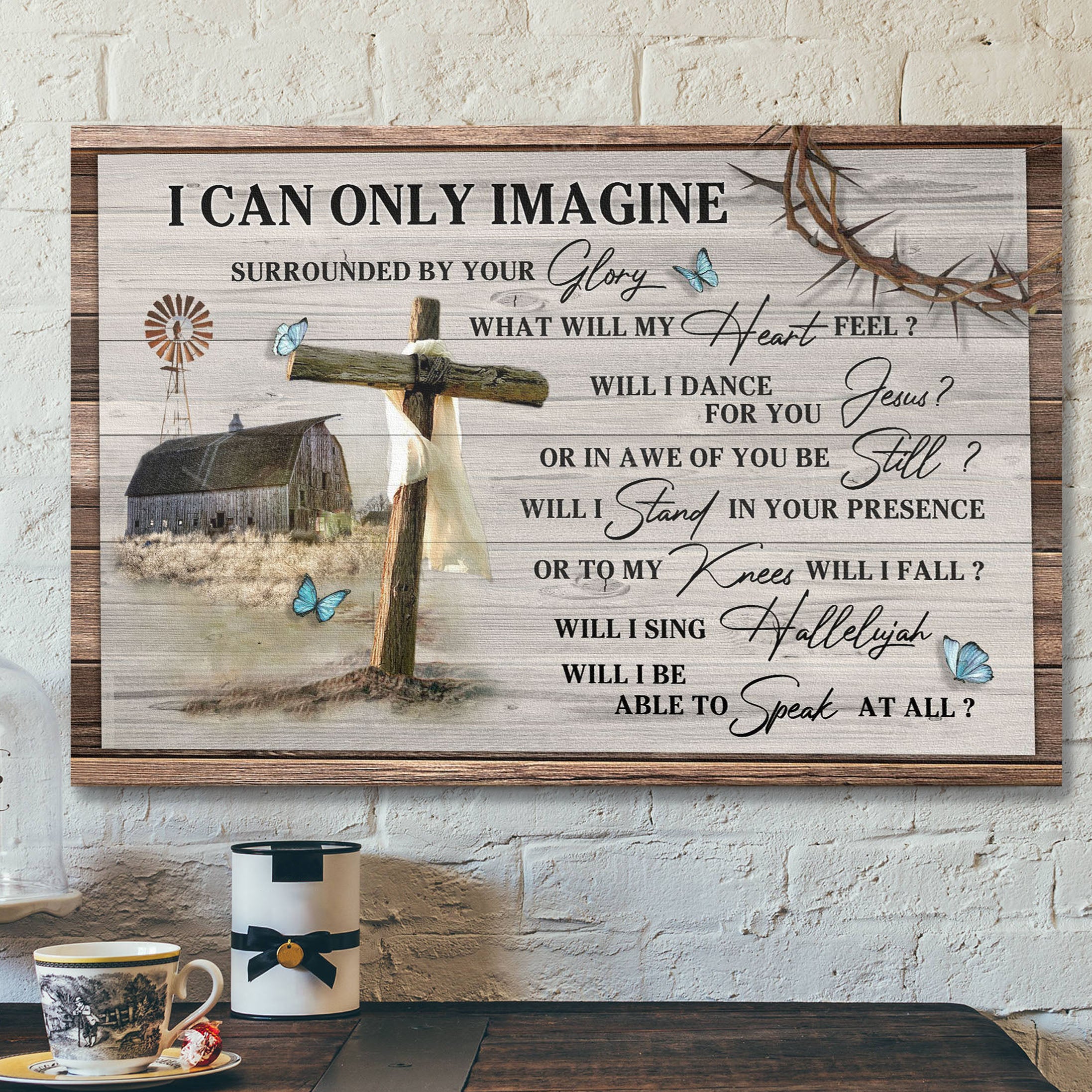 The Cross And Farm – I Can Only Imagine – Bible Verse Canvas – Scripture Canvas Wall Art