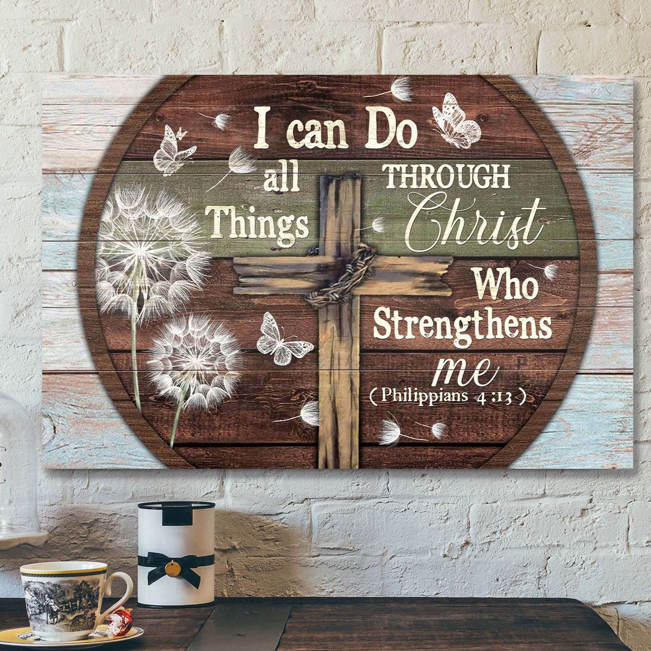 The Cross – I Can Do All Things Through Christ Canvas Wall Art – Bible Verse Canvas – Scripture Canvas Wall Art