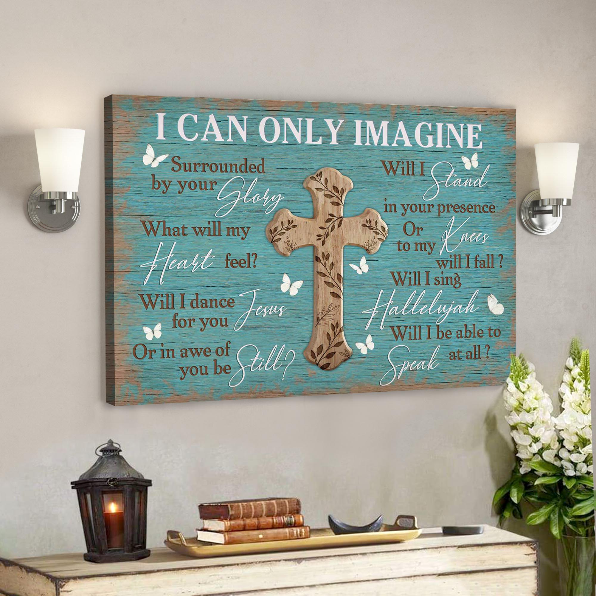 The Cross On Blue Background – I Can Only Imagine Canvas Wall Art – Bible Verse Canvas – Scripture Canvas Wall Art