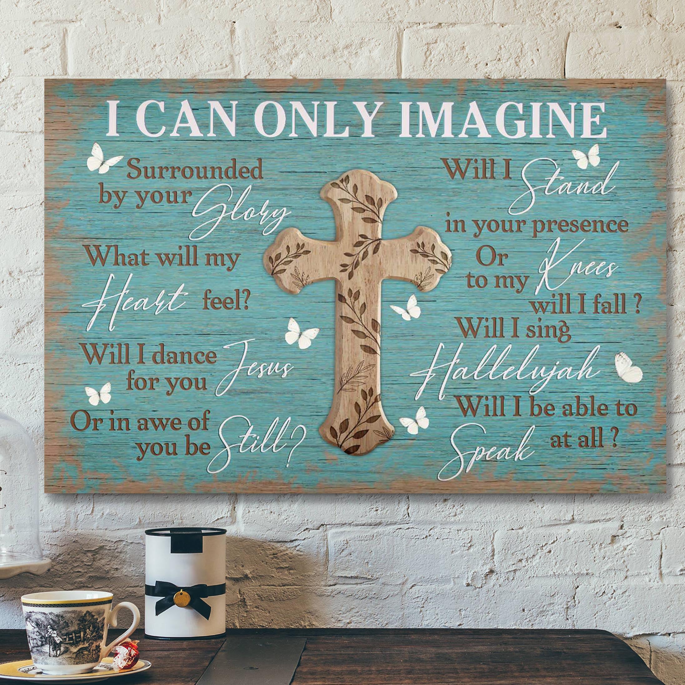 The Cross On Blue Background – I Can Only Imagine Canvas Wall Art – Bible Verse Canvas – Scripture Canvas Wall Art