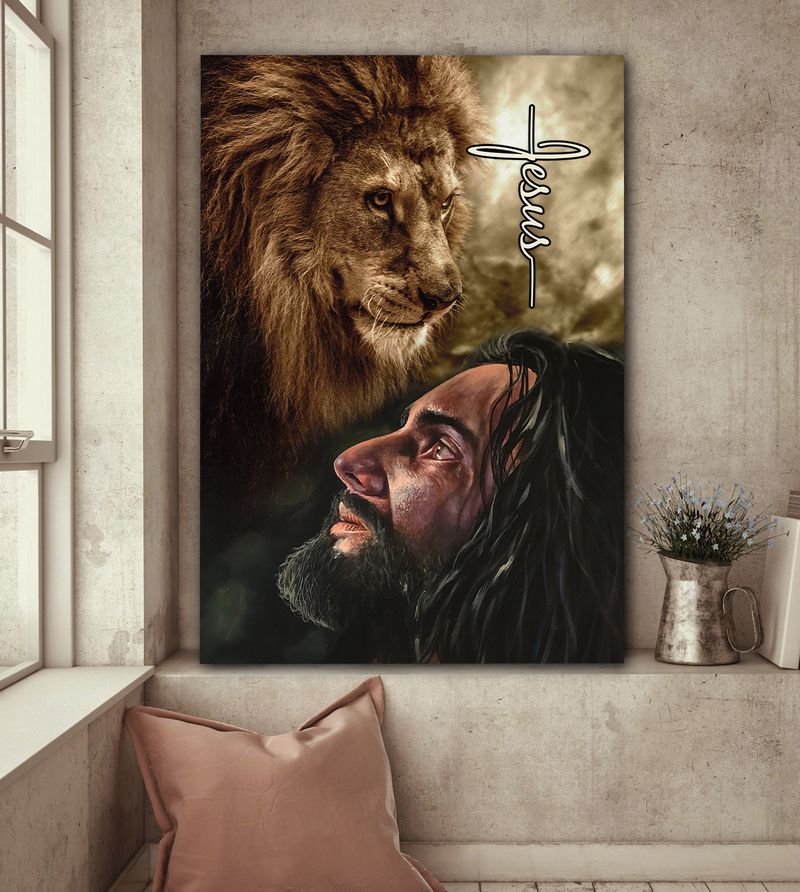 The Face Of Jesus And Lion Jesus Canvas Wall Art – Christian Wall Posters – Religious Wall Decor