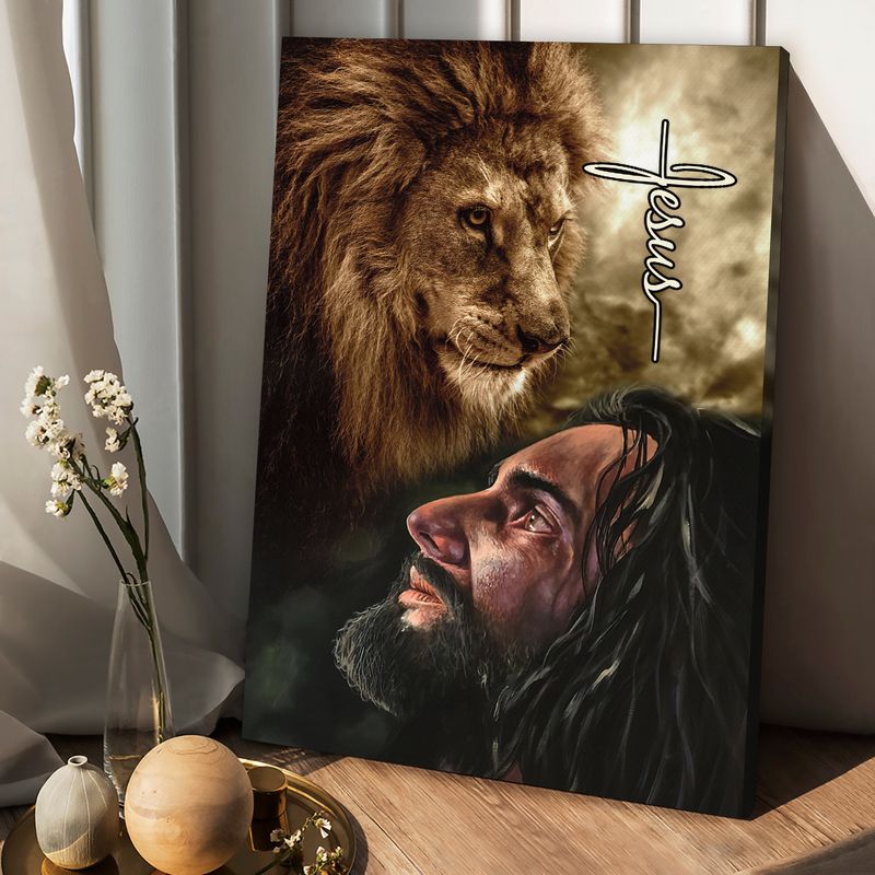 The Face Of Jesus And Lion Jesus Canvas Wall Art – Christian Wall Posters – Religious Wall Decor