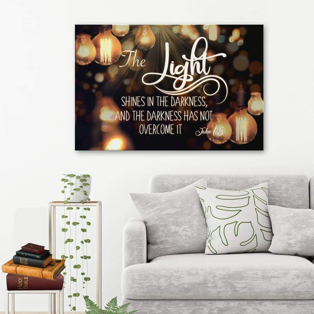 The Light Shines In The Darkness John 15 Bible Verse Wall Art Canvas – Religious Wall Decor