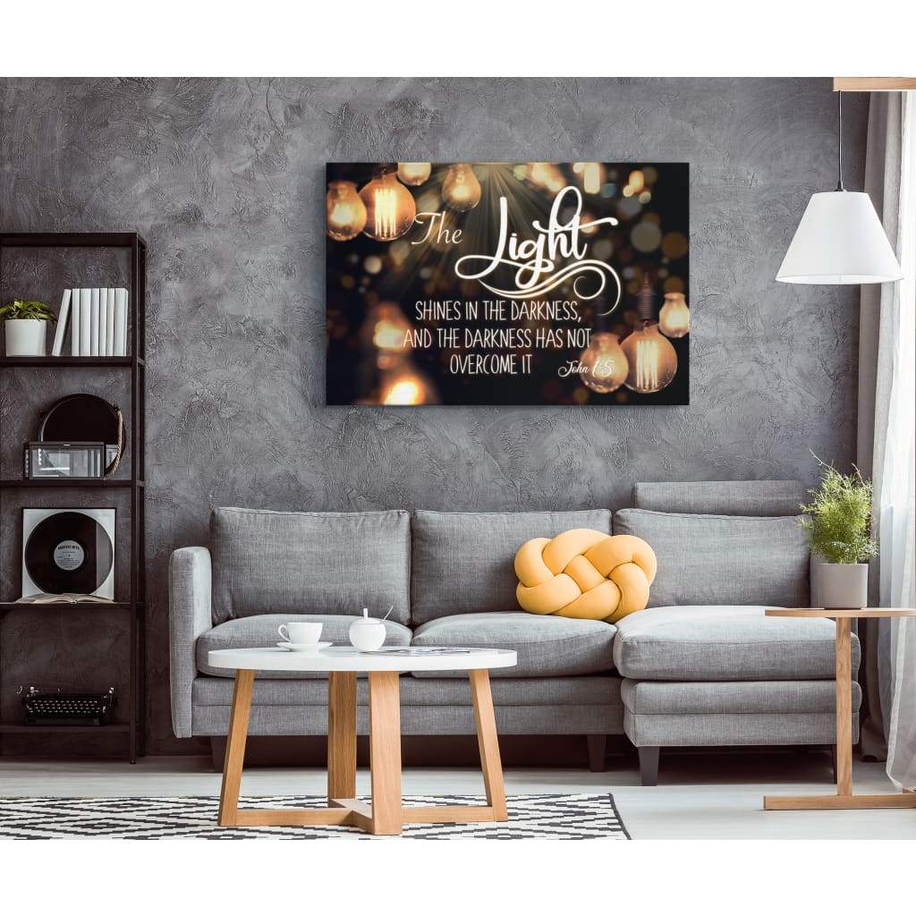 The Light Shines In The Darkness John 15 Bible Verse Wall Art Canvas – Religious Wall Decor