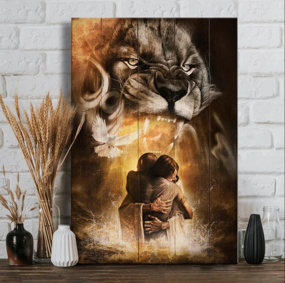 The Lion Of Judah God Save Me Canvas Wall Art – Christian Wall Posters – Religious Wall Decor