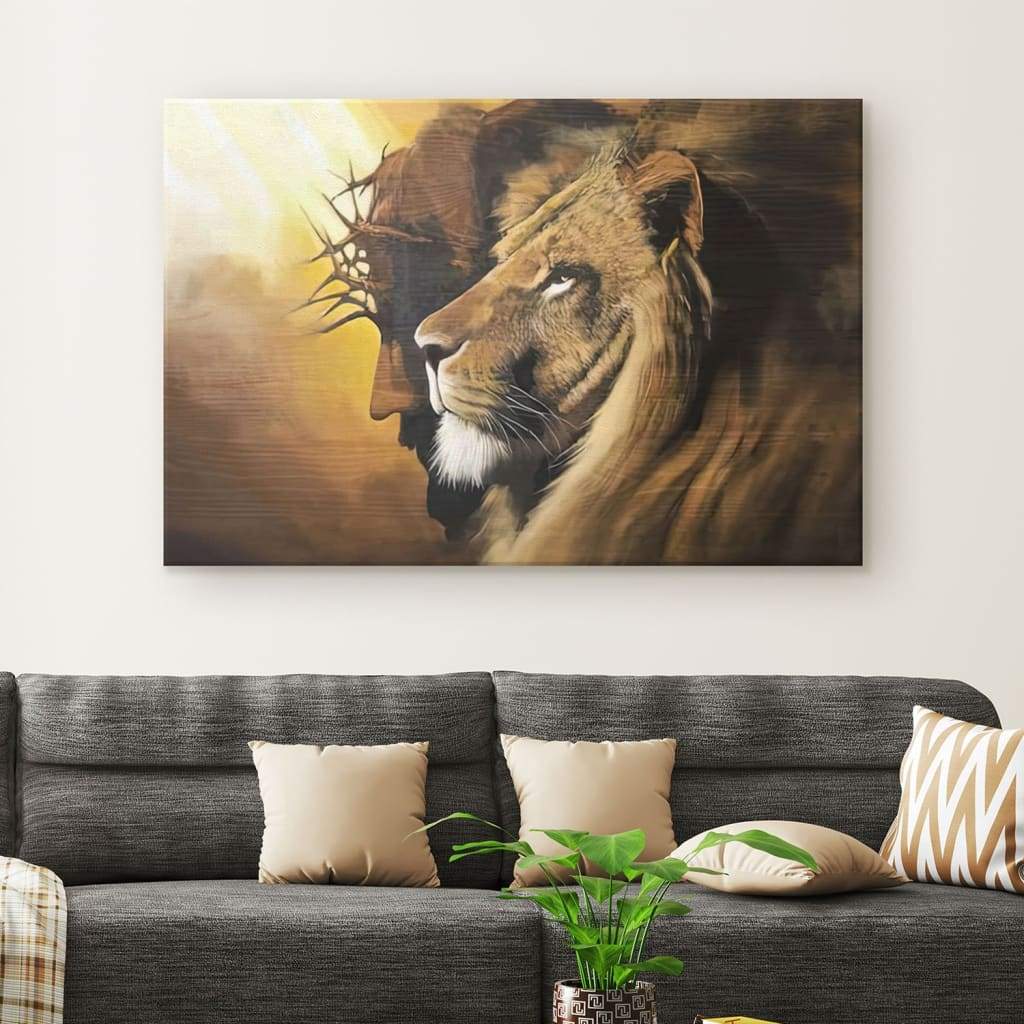 The Lion Of Judah Jesus Christ Wall Art Canvas, Lion And Jesus Picture – Religious Wall Decor