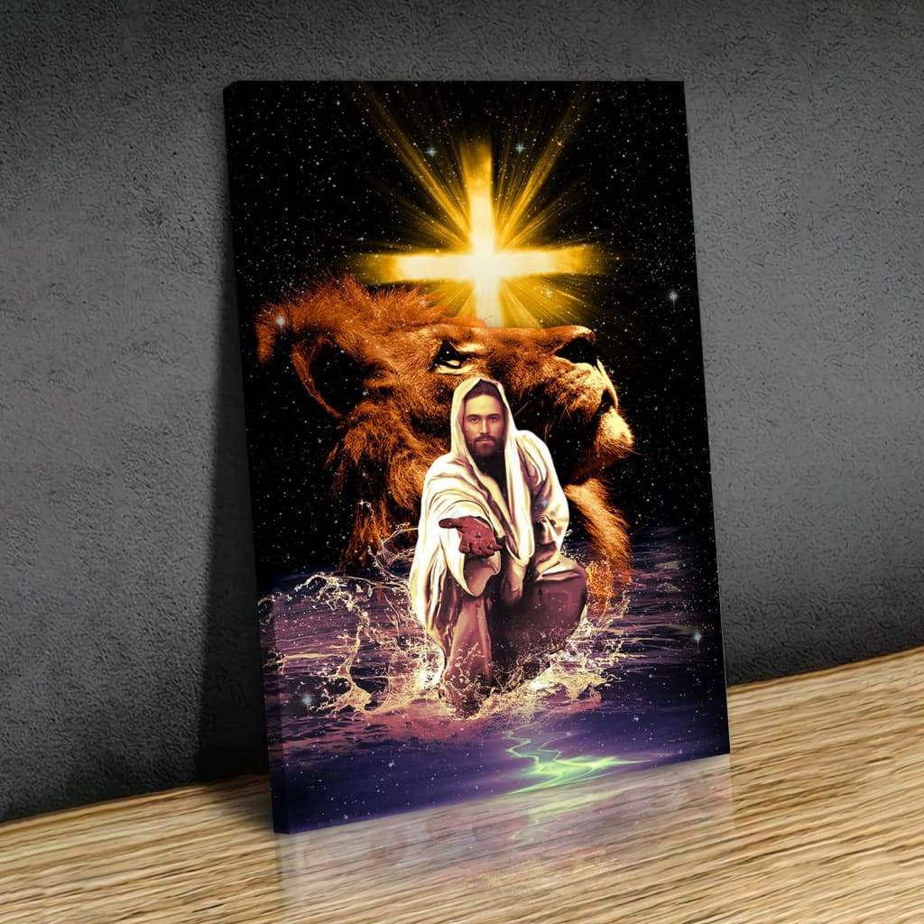 The Lion Of Judah Jesus Reaching Out His Hand Canvas Wall Art – Christian Wall Posters – Religious Wall Decor