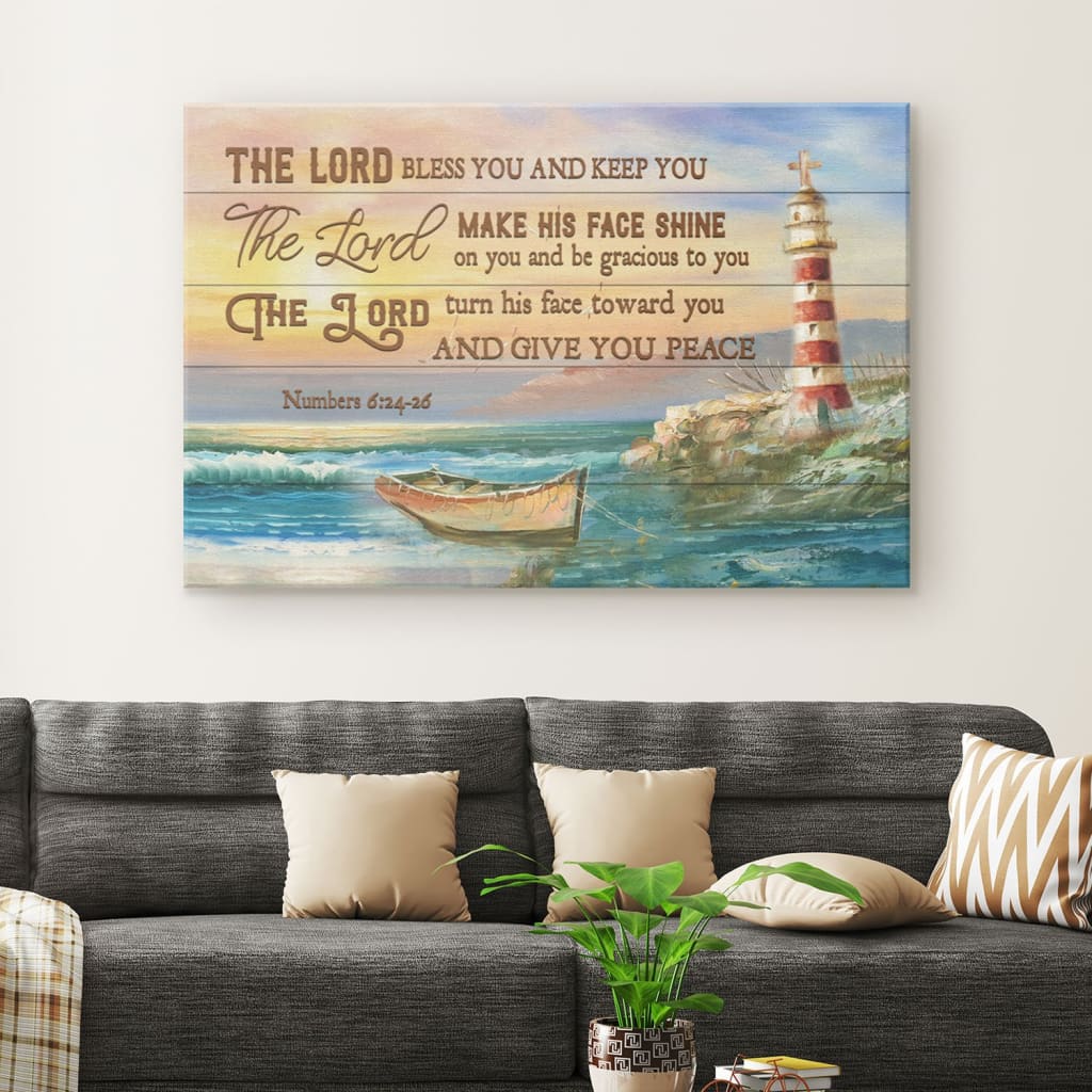 The Lord Bless You And Keep You Numbers 624-26 Bible Verse Wall Art Canvas – Religious Wall Decor