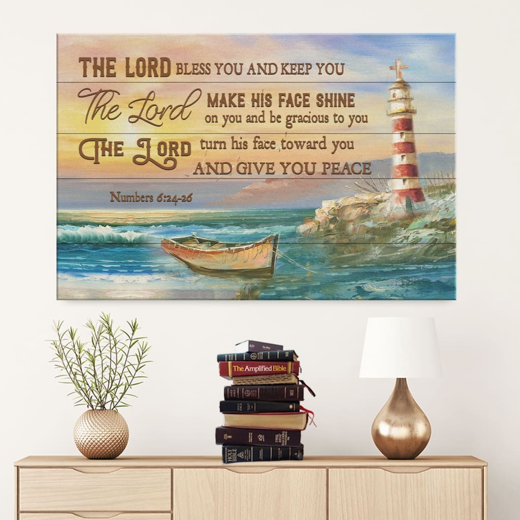 The Lord Bless You And Keep You Numbers 624-26 Bible Verse Wall Art Canvas – Religious Wall Decor