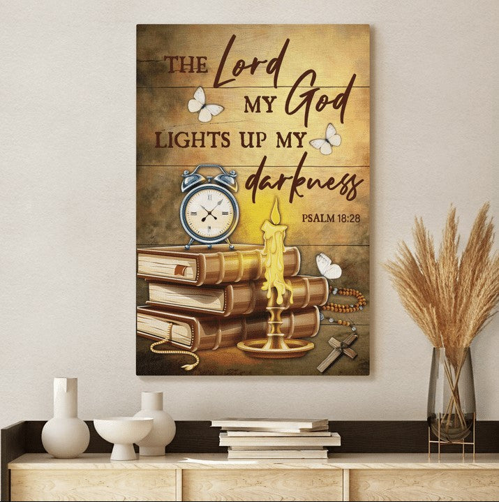 The Lord Lights Up My Darkness Jesus Canvas Wall Art – Christian Wall Posters – Religious Wall Decor