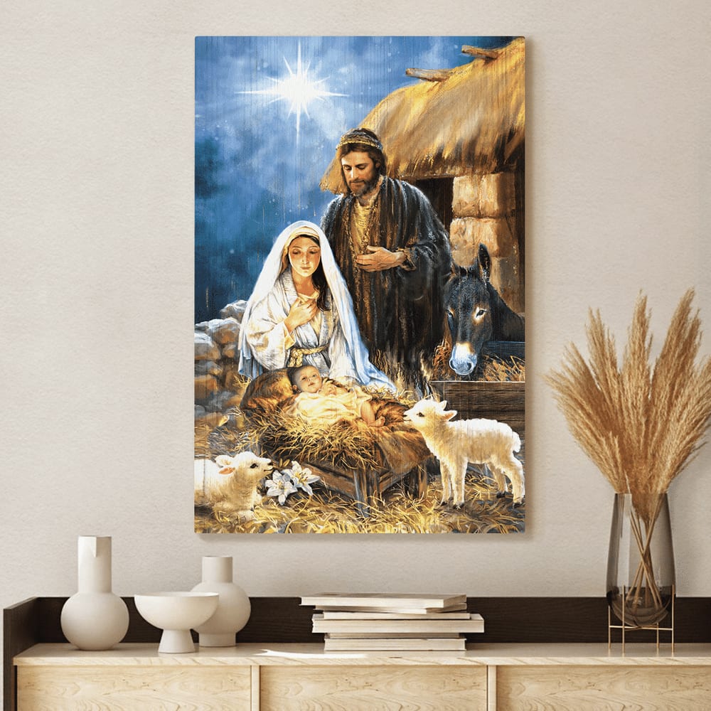 The Night Baby Jesus Was Born Canvas Wall Art – Christian Wall Posters – Religious Wall Decor