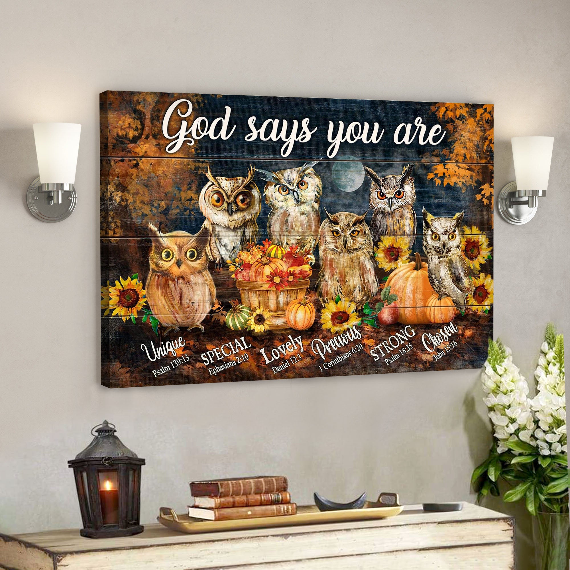 The Owls – God Says You Are Canvas Wall Art – Bible Verse Canvas – Scripture Canvas Wall Art