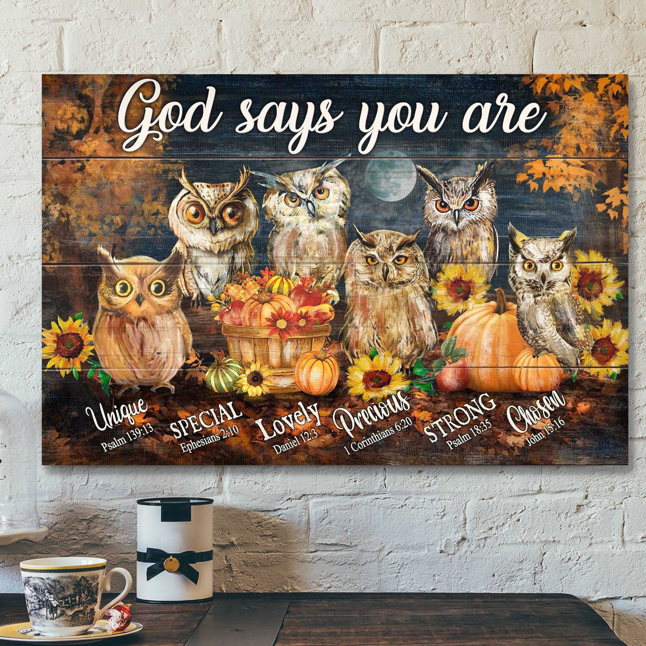 The Owls – God Says You Are Canvas Wall Art – Bible Verse Canvas – Scripture Canvas Wall Art