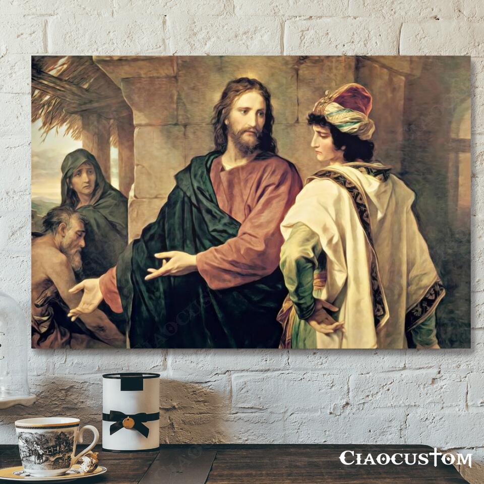 The Rich Young Man – Jesus Canvas Painting – Jesus Canvas Art – Jesus Poster – Jesus Canvas – Christian Gift