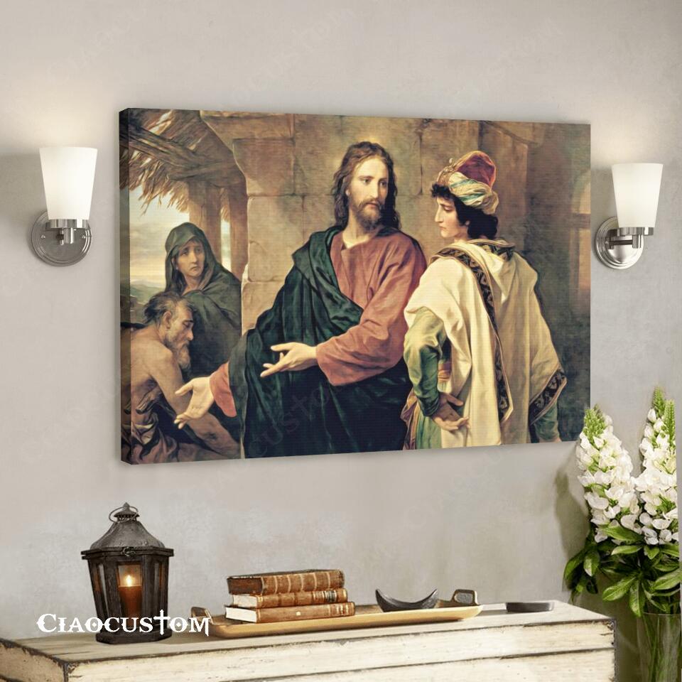 The Rich Young Man – Jesus Canvas Painting – Jesus Canvas Art – Jesus Poster – Jesus Canvas – Christian Gift