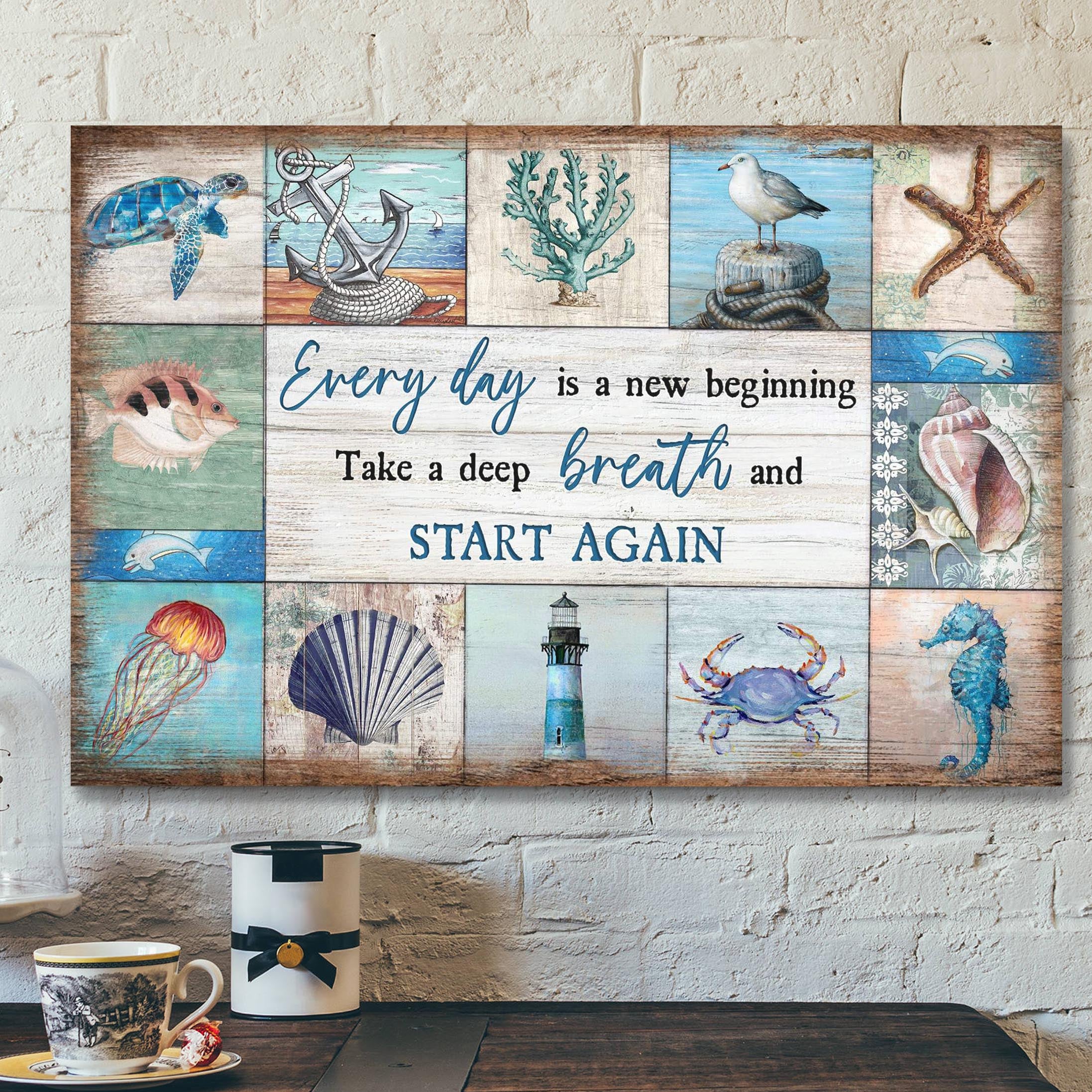 The Sea – Everyday Is A New Beginning Canvas Wall Art – Bible Verse Canvas – Scripture Canvas Wall Art