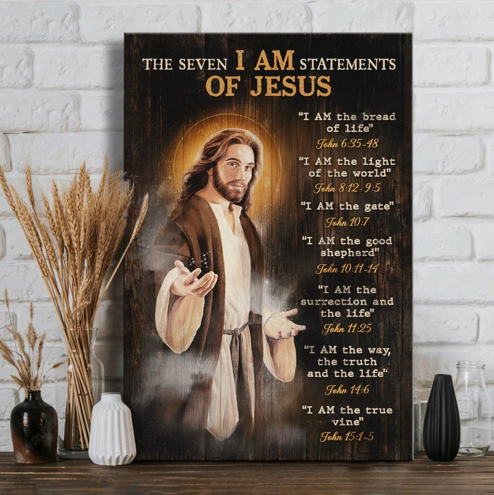 The Seven I Am Statements Of Jesus Canvas Wall Art – Christian Wall Posters – Religious Wall Decor