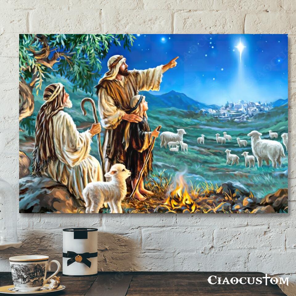 The Shepherds in The Christmas Story – Jesus Canvas Painting – Jesus Canvas Art – Jesus Poster – Jesus Canvas – Christian Gift