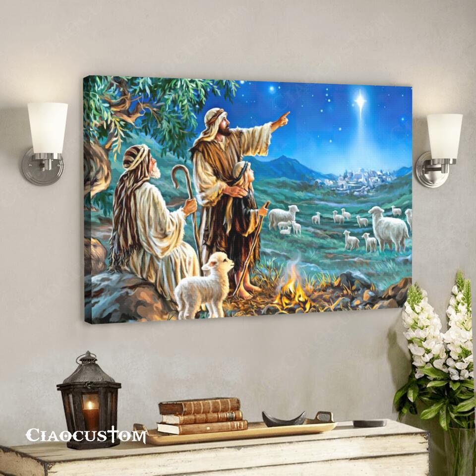 The Shepherds in The Christmas Story – Jesus Canvas Painting – Jesus Canvas Art – Jesus Poster – Jesus Canvas – Christian Gift