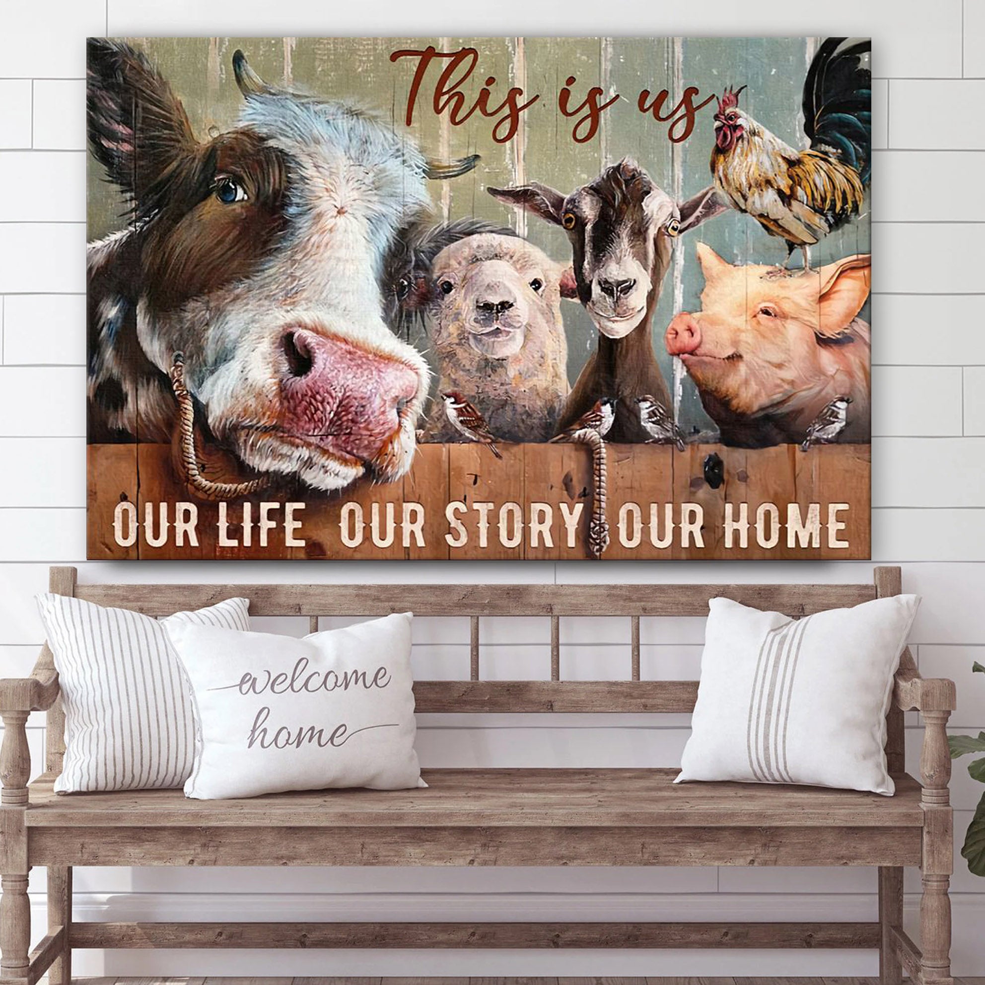 This Is Us Our Life Our Story Our Home Canvas Wall Art – Christian Canvas Wall Decor – Bible Verse Wall Art Canvas – Farmer Gift