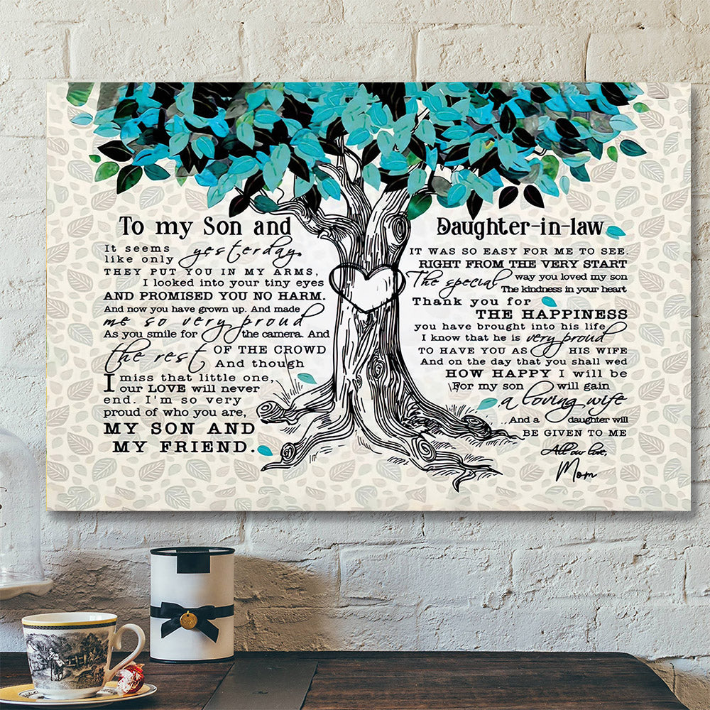 To My Son And Daughter In Law – Family Tree Canvas – Best Gift For Son