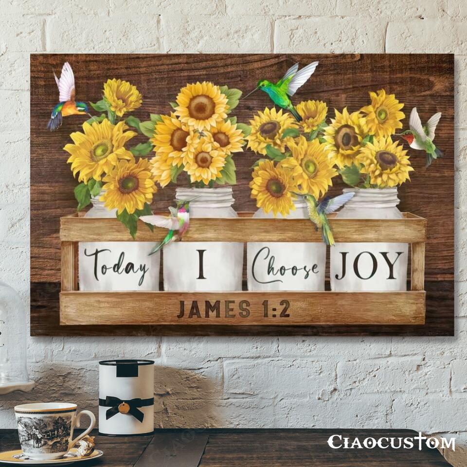 Today I Choose Joy – Hummingbird – Jesus Canvas Wall Art – Bible Verse Canvas – Christian Canvas Wall Art